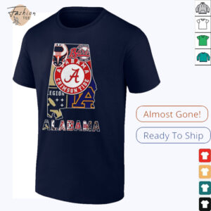 Alabama sports team map logo shirt