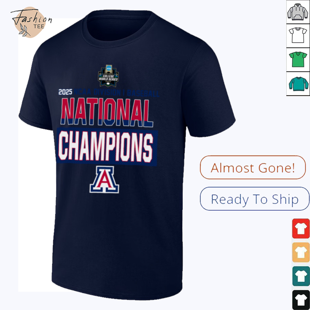 Arizona Wildcats 2025 NCAA Baseball Men’s College World Series Champions Locker Room T Shirt - Front View