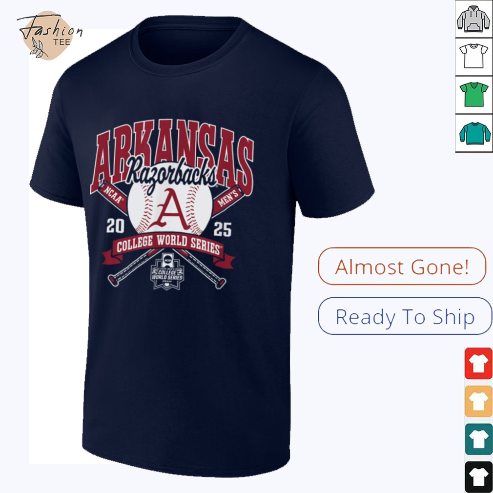 Arkansas Razorbacks College World Series 2025 Baseball Black T Shirt Arkansas Razorbacks College World Series 2025 Baseball Black T Shirt