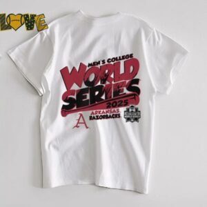 Arkansas Razorbacks MCWS 2025 Baseball Boom White T Shirt
