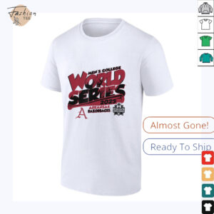 Arkansas Razorbacks MCWS 2025 Baseball Boom White T Shirt