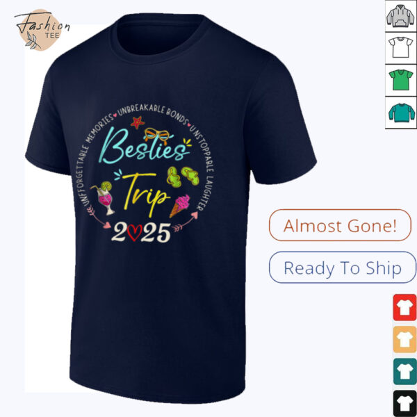 Besties Trip 2025 Memories Girl Trip Friends Vacation Retro T Shirt