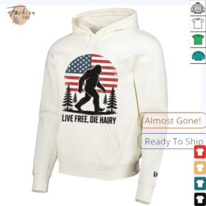 Bigfoot LIVE FREE, DIE HAIRY American Flag Sasquatch Beard T Shirt