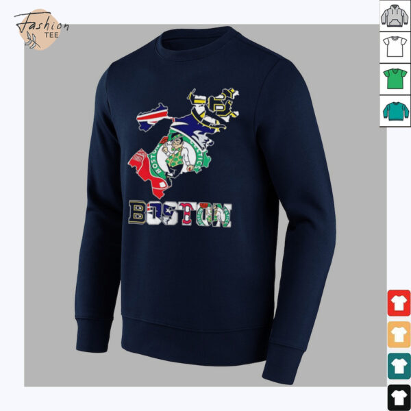 Boston sports team map logo shirt