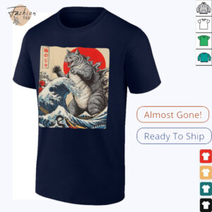 Catzilla Cat Japanese Art Funny Cat Gifts For Men Women Kids T Shirt