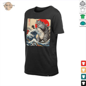 Catzilla Cat Japanese Art Funny Cat Gifts For Men Women Kids T Shirt