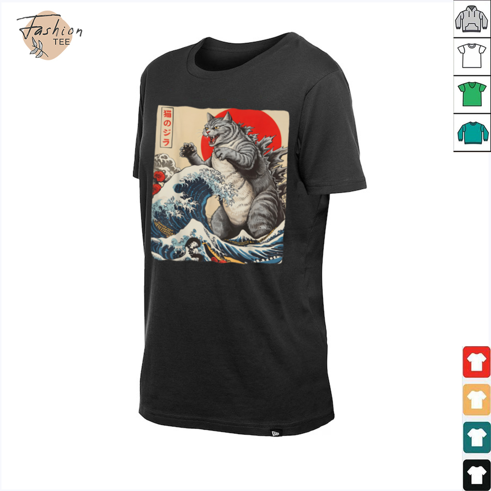 Catzilla Cat Japanese Art Funny Cat Gifts For Men Women Kids T Shirt - Close Up Design