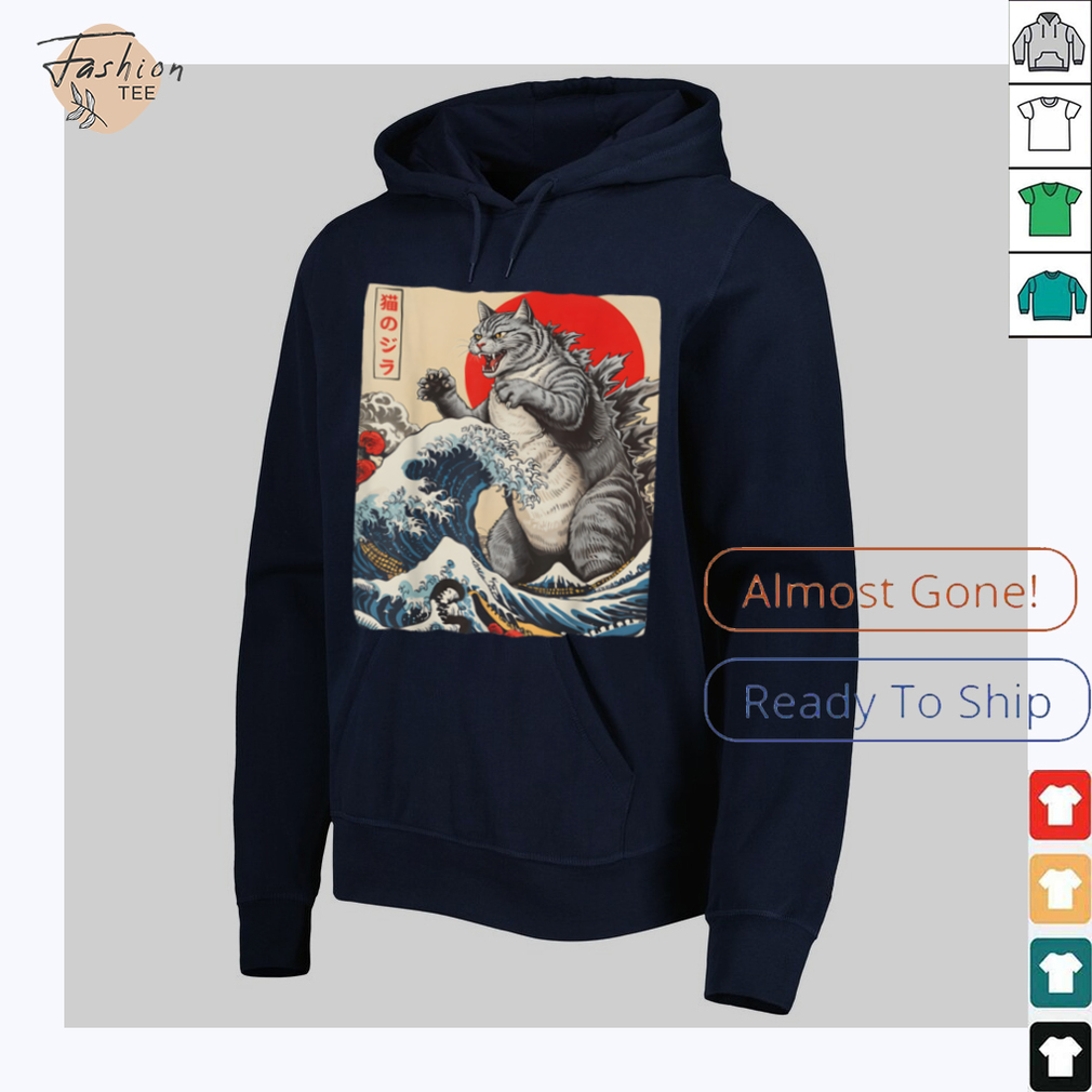 Catzilla Cat Japanese Art Funny Cat Gifts For Men Women Kids T Shirt - Lifestyle Shot