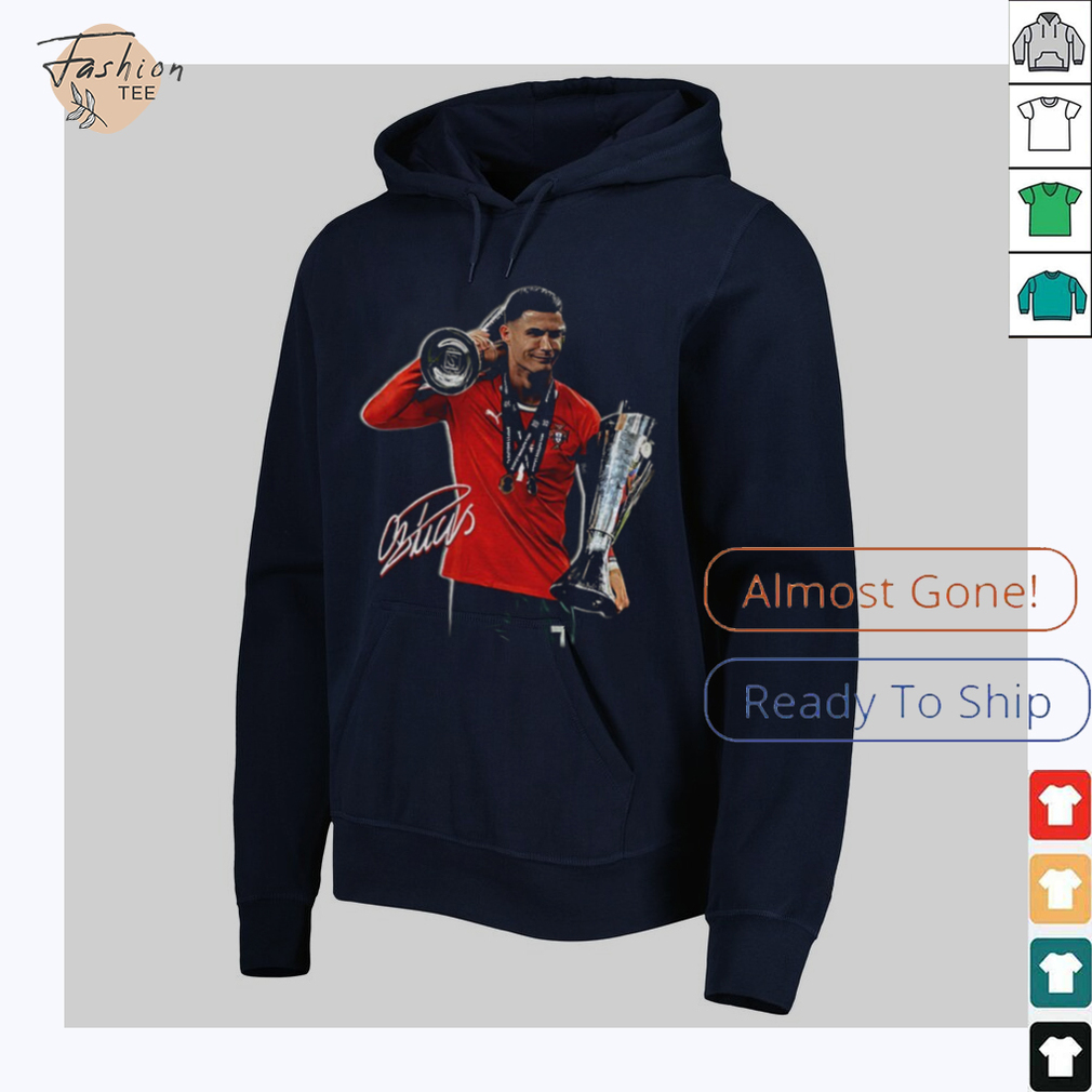 Cristiano Ronaldo holding Trophy UEFA Nations League 2025 signature shirt Cristiano Ronaldo holding Trophy UEFA Nations League 2025 signature shirt