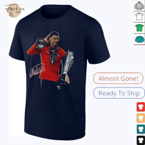 Cristiano Ronaldo holding Trophy UEFA Nations League 2025 signature shirt