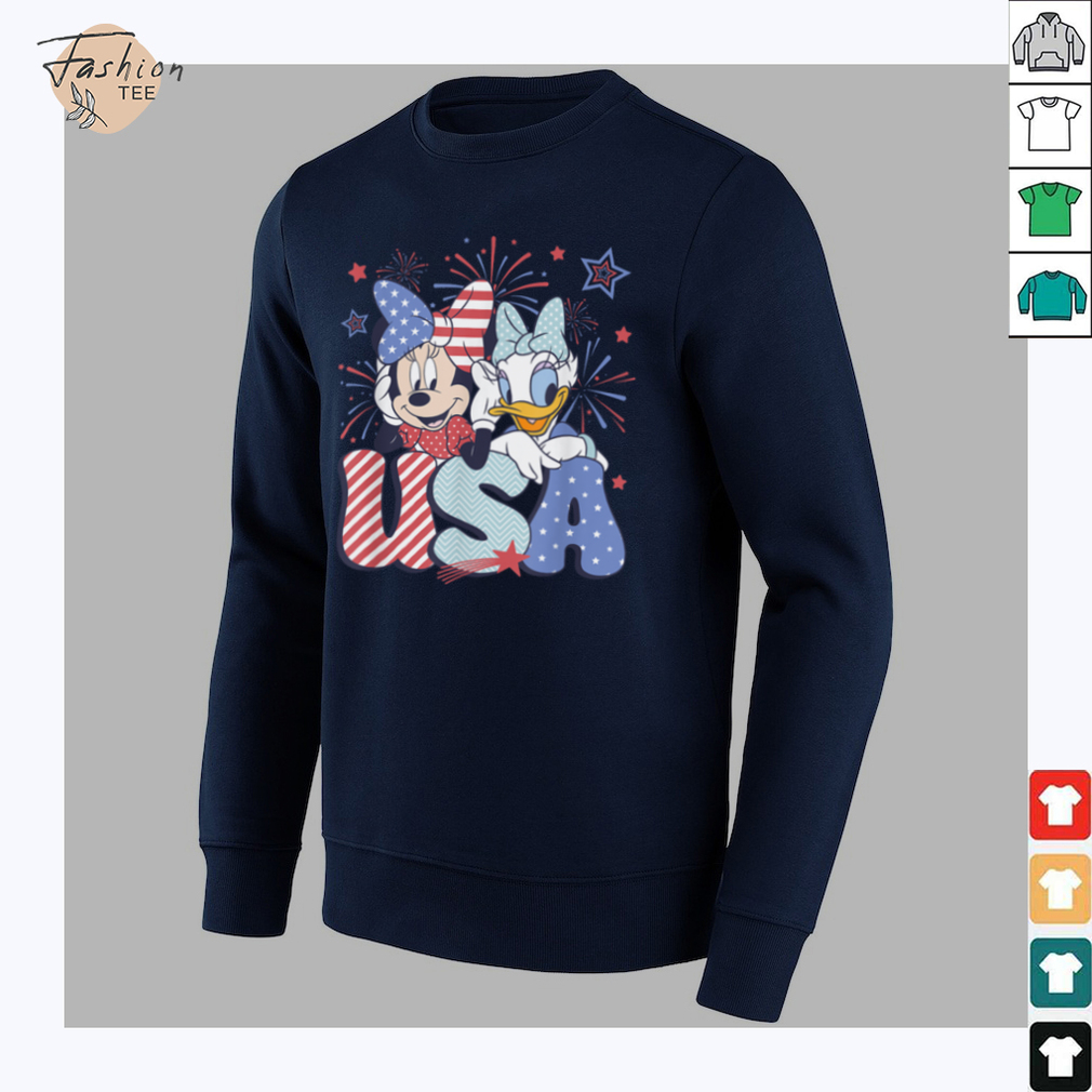 Disney Mickey & Friends 4th Of July USA Minnie & Daisy Retro T Shirt - Close Up Design