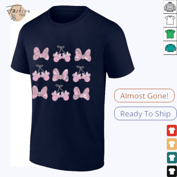 Disney Minnie Mouse Pink Camo Retro Bow Grid shirt