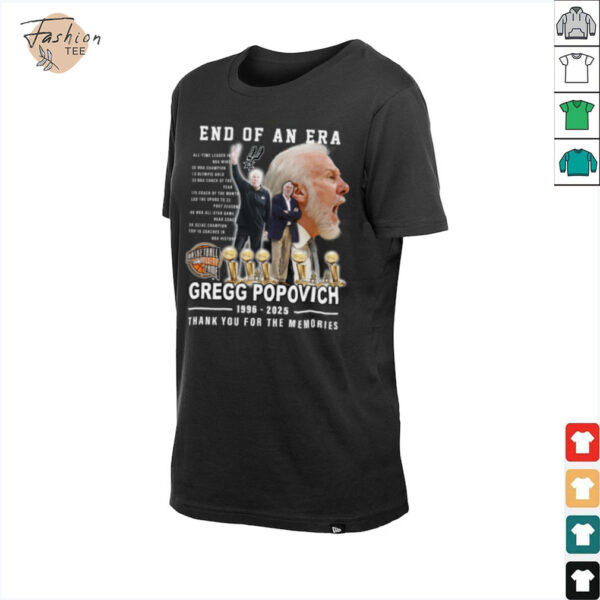 End Of An Era Gregg Popovich 1996 2025 Thank You For The Memories T Shirt