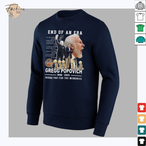 End Of An Era Gregg Popovich 1996 2025 Thank You For The Memories T Shirt