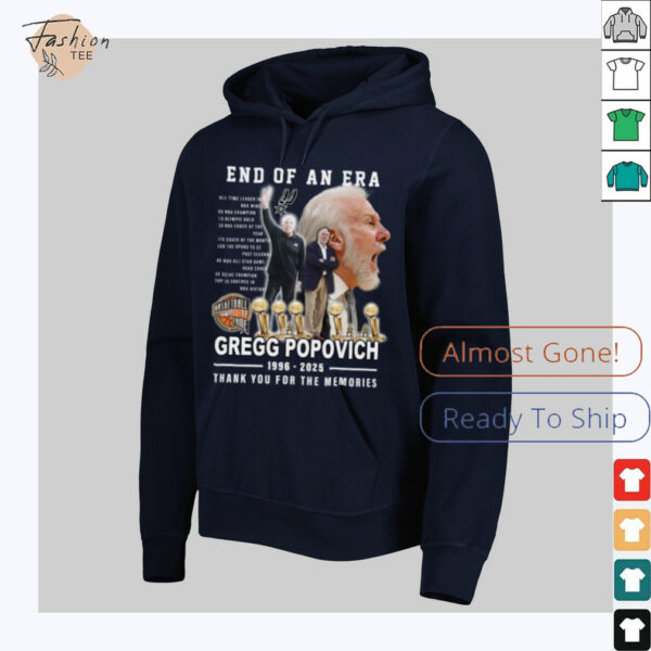 End Of An Era Gregg Popovich 1996 2025 Thank You For The Memories T Shirt