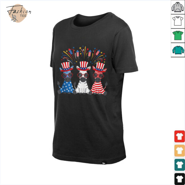 Funny Fireworks Zebra American USA Flag 4th of July Tank Top