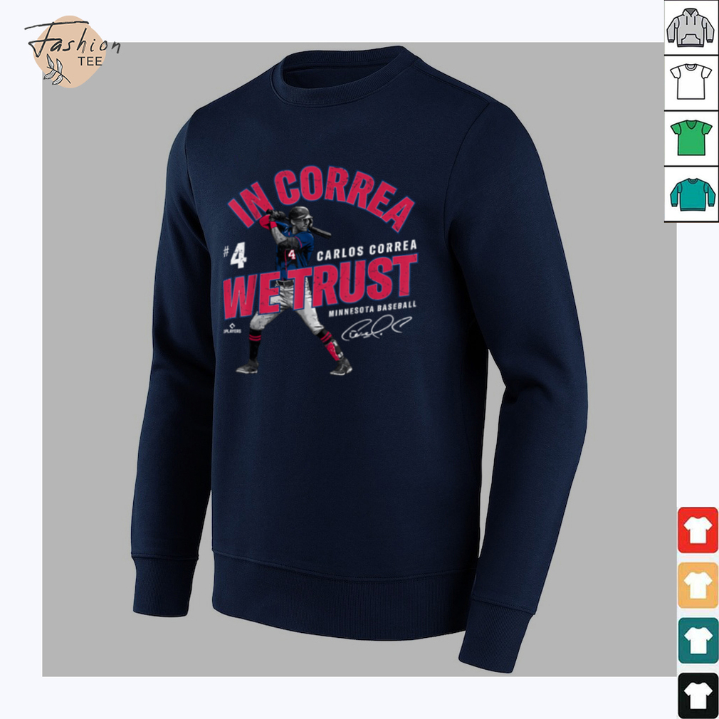 In Correa We Trust Carlos Correa Minnesota Baseball MLBPA T Shirt - Close Up Design
