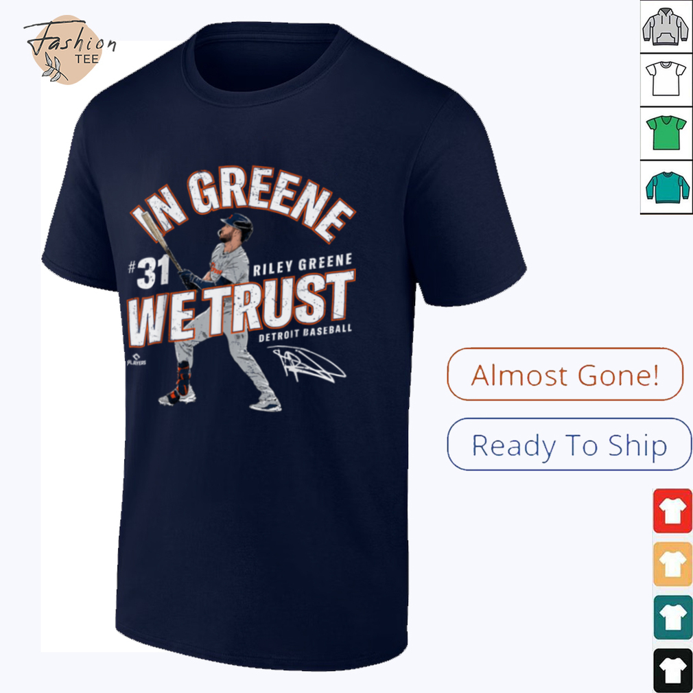 In Greene We Trust Riley Greene Detroit Baseball MLBPA T Shirt - Lifestyle Shot