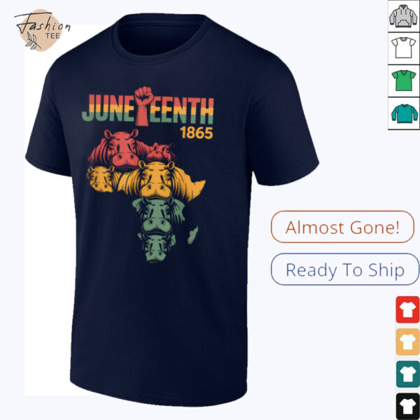 Juneteenth Hippo Black African June 19th Men Women Kids T Shirt
