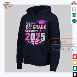 Little Miss 6th Grade Graduation 2025 Coquette Bow Kids Girl T Shirt