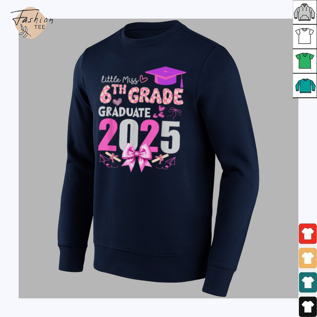Little Miss 6th Grade Graduation 2025 Coquette Bow Kids Girl T Shirt Little Miss 6th Grade Graduation 2025 Coquette Bow Kids Girl T Shirt