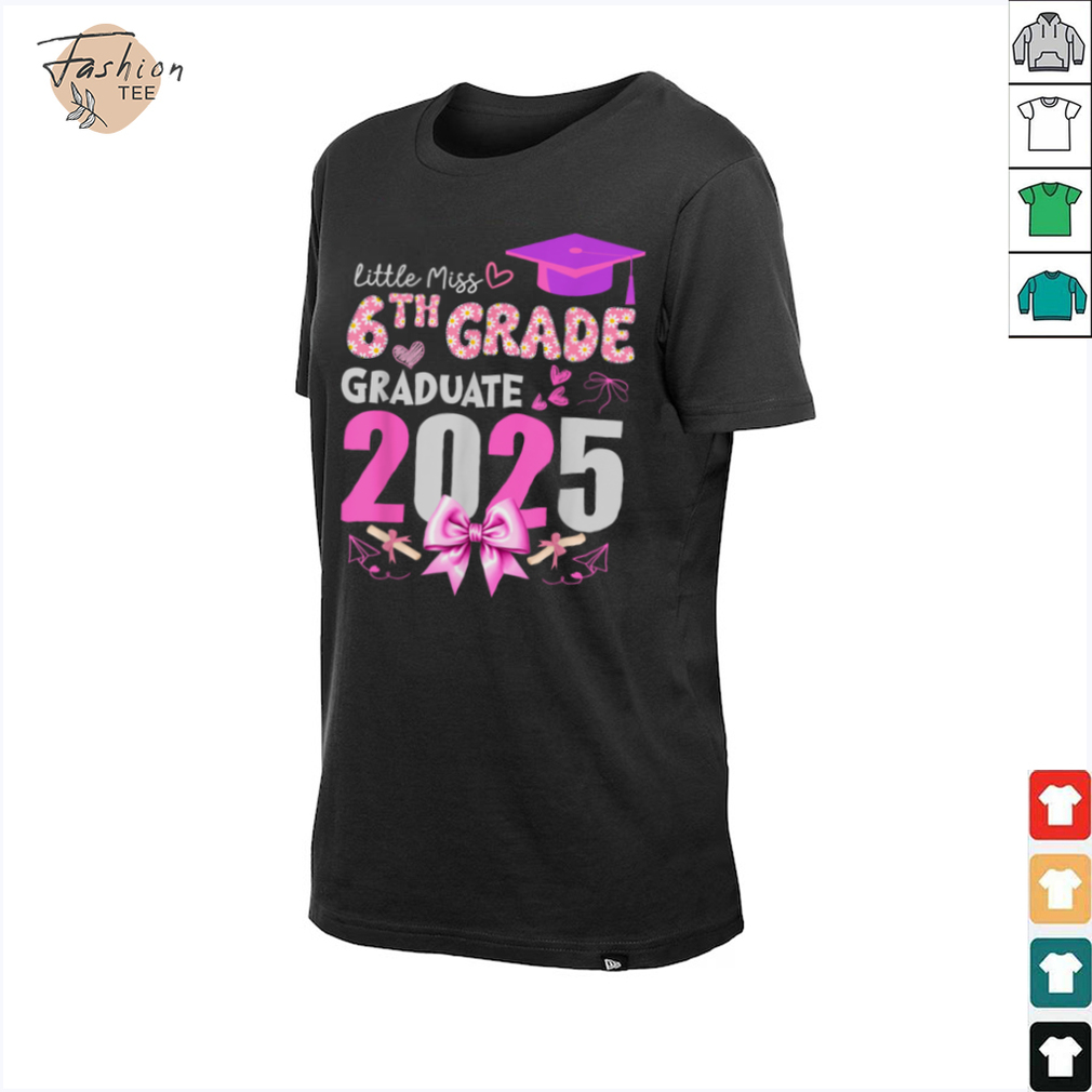 Little Miss 6th Grade Graduation 2025 Coquette Bow Kids Girl T Shirt Little Miss 6th Grade Graduation 2025 Coquette Bow Kids Girl T Shirt