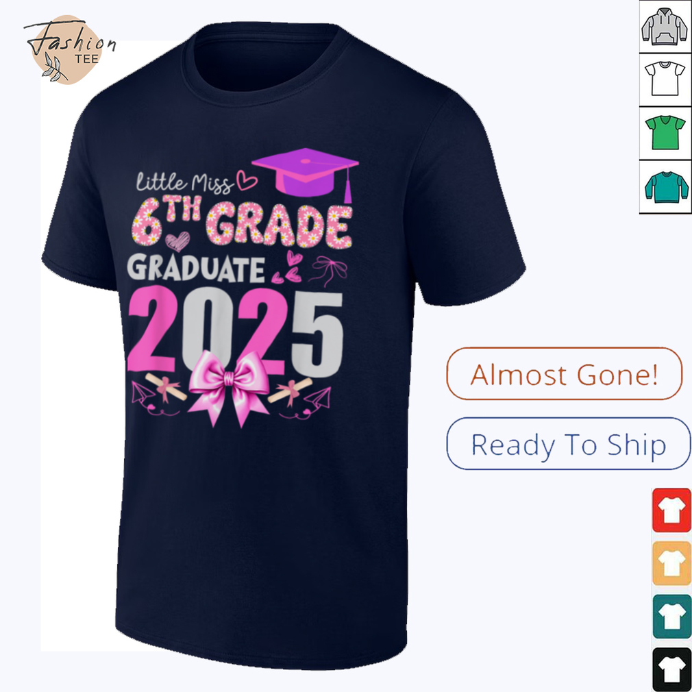 Little Miss 6th Grade Graduation 2025 Coquette Bow Kids Girl T Shirt Little Miss 6th Grade Graduation 2025 Coquette Bow Kids Girl T Shirt