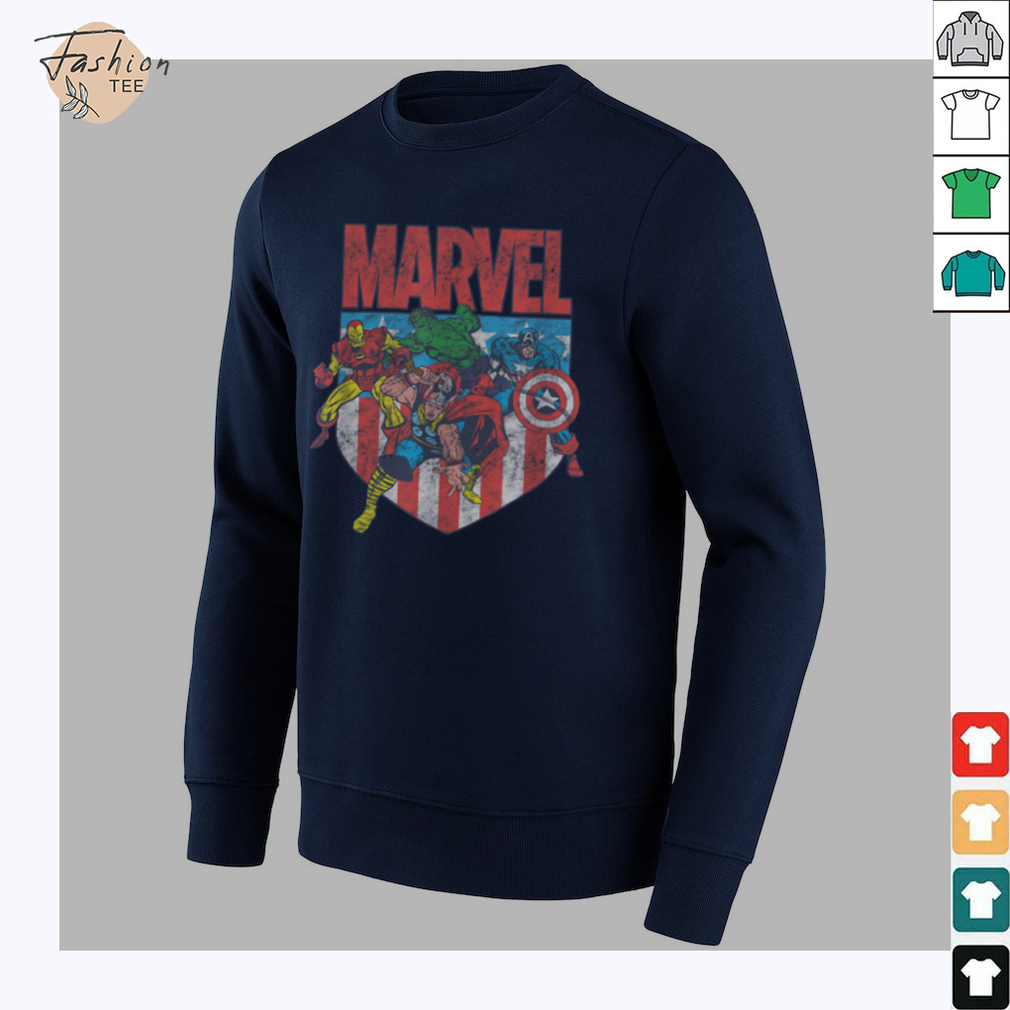 Marvel Comics Retro Classic 4th Of July Avengers Distressed T Shirt - Close Up Logo