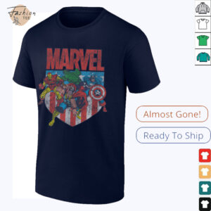 Marvel Comics Retro Classic 4th Of July Avengers Distressed T Shirt