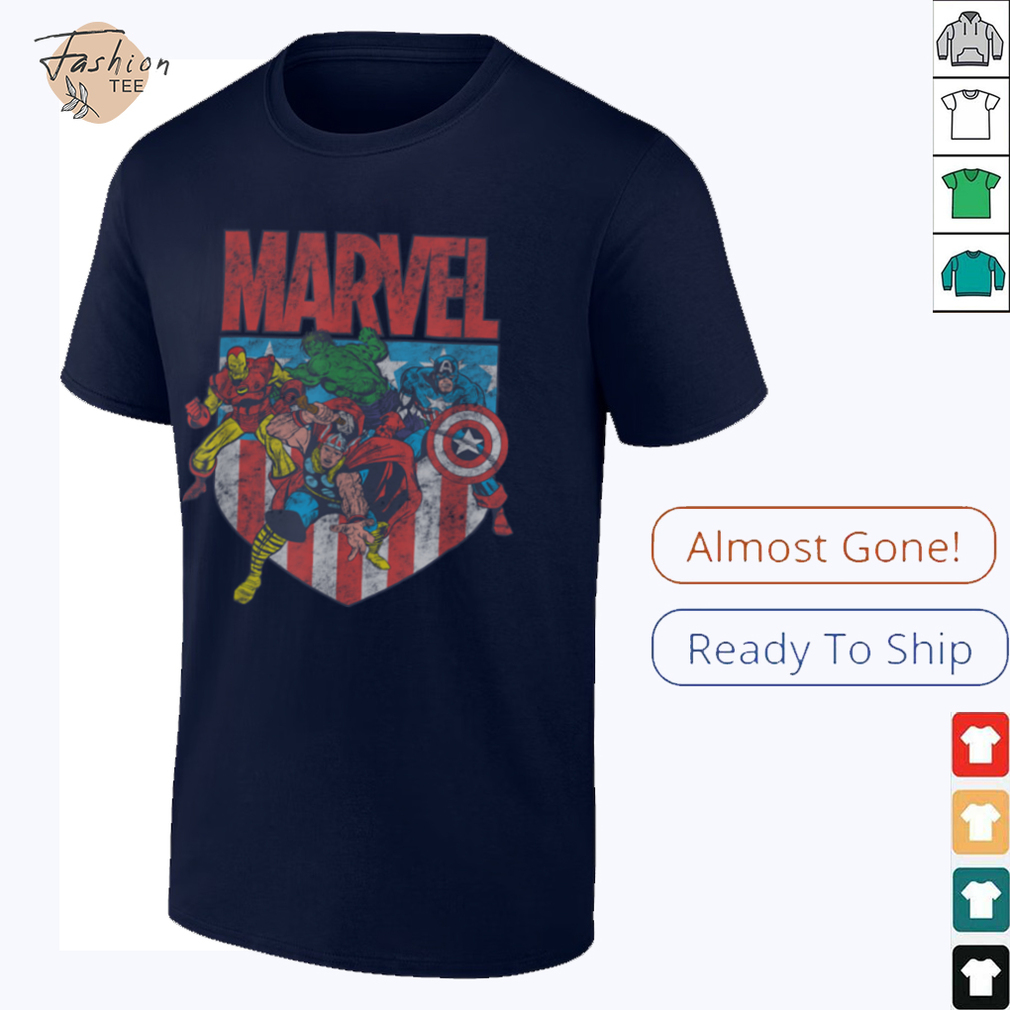 Marvel Comics Retro Classic 4th Of July Avengers Distressed T Shirt - Lifestyle Shot