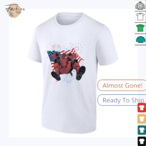 Marvel Deadpool 4th Of July Fireworks & Waving Flag Logo T Shirt