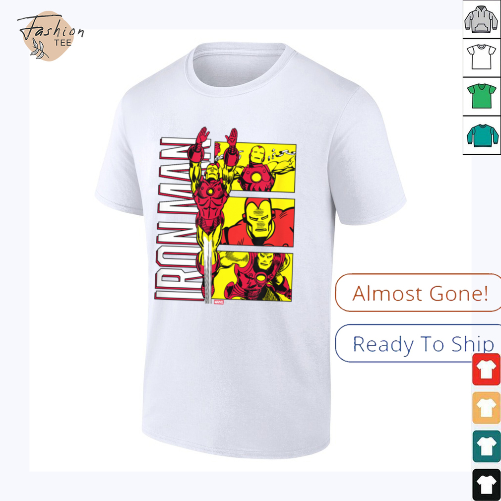 Marvel Iron Man Stylized Grid T Shirt - Close Up Design
