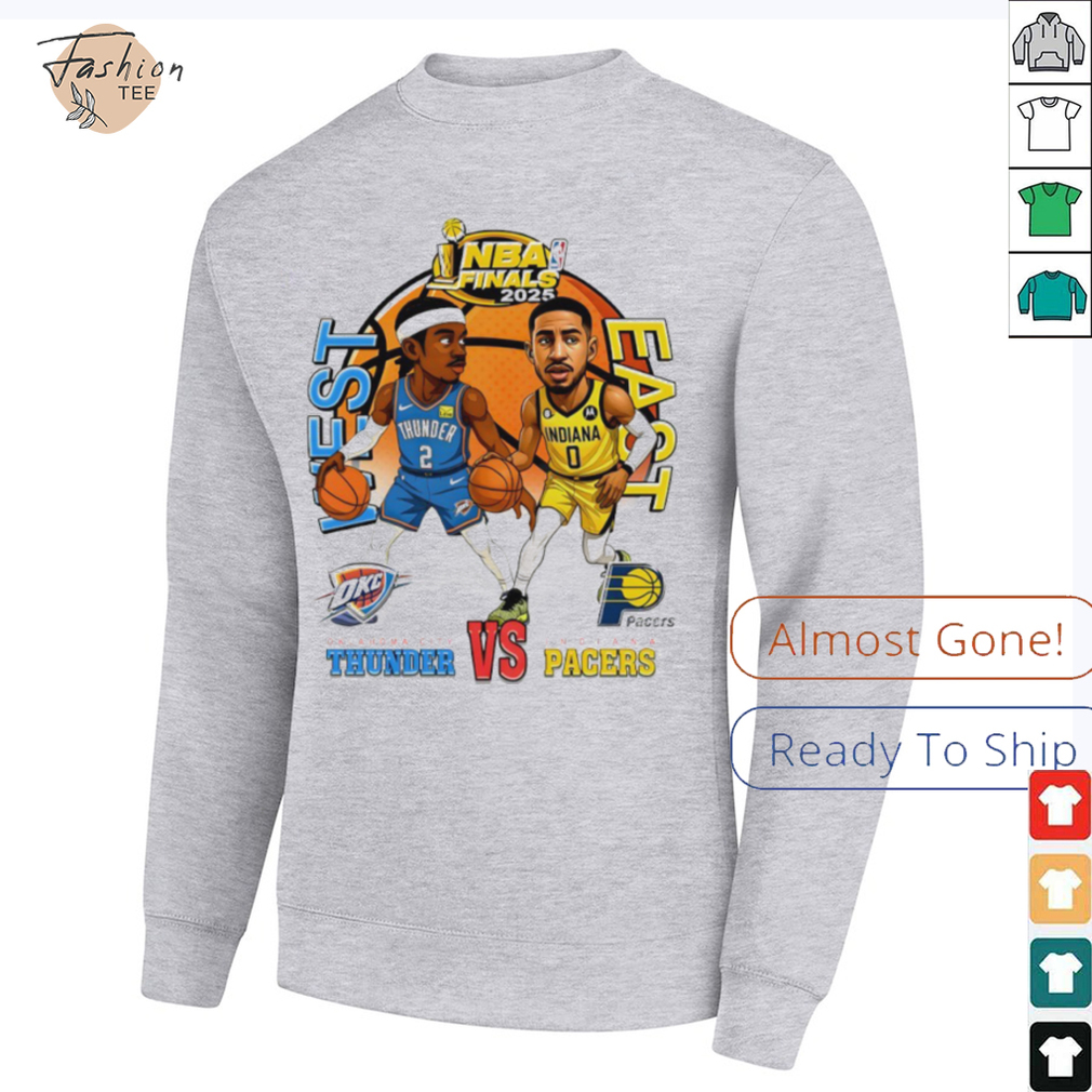 NBA Finals 2025 Shai Gilgeous Alexander OKC Thunder vs Tyrese Haliburton Indiana Pacers basketball cartoon shirt NBA Finals 2025 Shai Gilgeous Alexander OKC Thunder vs Tyrese Haliburton Indiana Pacers basketball cartoon shirt