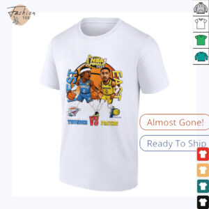 NBA Finals 2025 Shai Gilgeous Alexander OKC Thunder vs Tyrese Haliburton Indiana Pacers basketball cartoon shirt