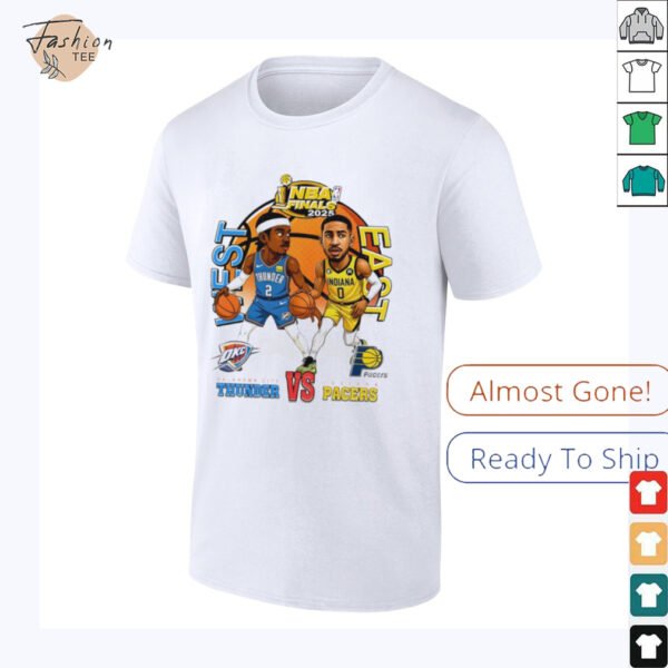 NBA Finals 2025 Shai Gilgeous Alexander OKC Thunder vs Tyrese Haliburton Indiana Pacers basketball cartoon shirt