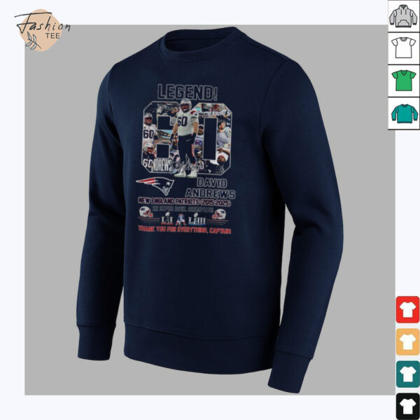 New England Patriots David Andrews Legend 2015 2025 2X Super Bowl Champions Signature Thank You For Everything Captain shirt