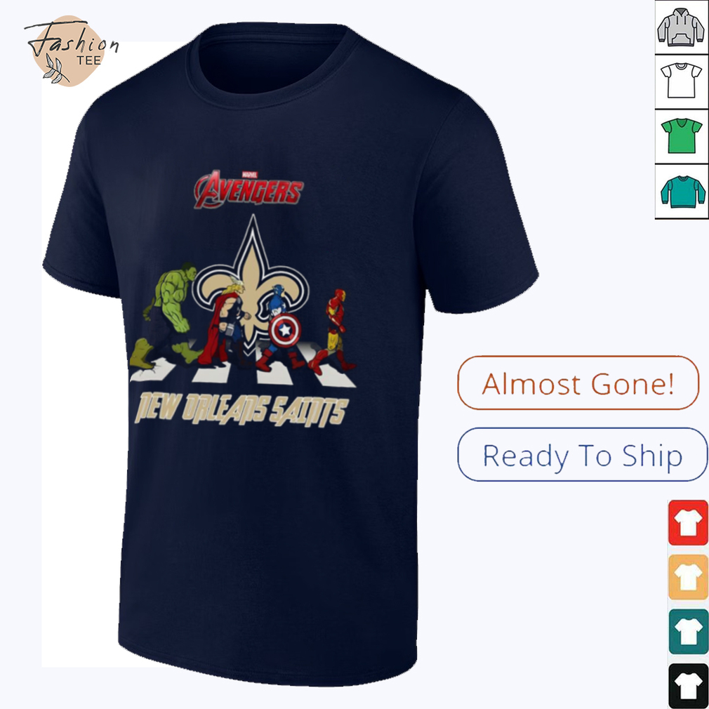 New Orleans Saints Marvel Avengers abbey road shirt New Orleans Saints Marvel Avengers abbey road shirt