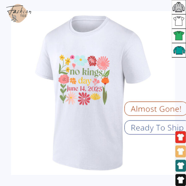 No Kings In America Floral No Kings Day June 14 4th Of July T Shirt