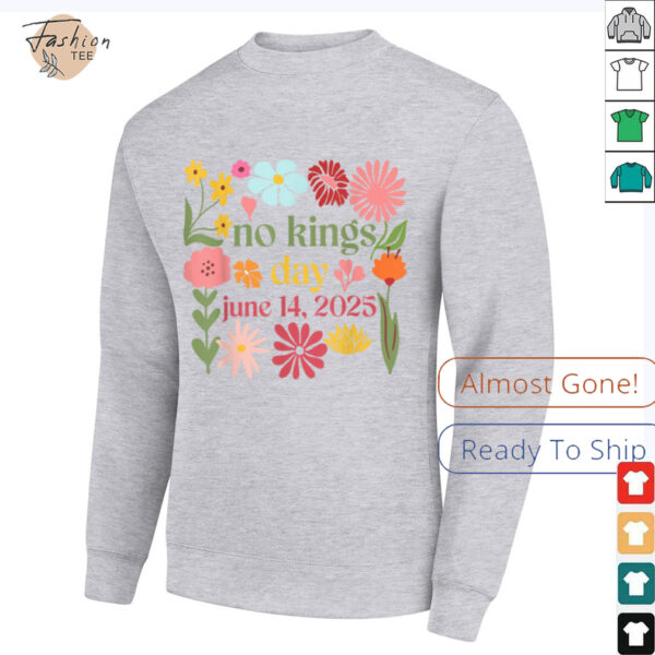 No Kings In America Floral No Kings Day June 14 4th Of July T Shirt