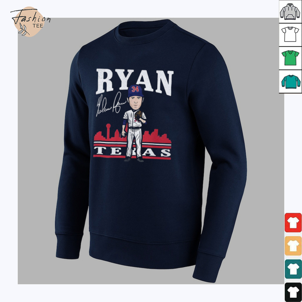 Nolan Ryan Texas Rangers MLB baseball toon graphic shirt Nolan Ryan Texas Rangers MLB baseball toon graphic shirt