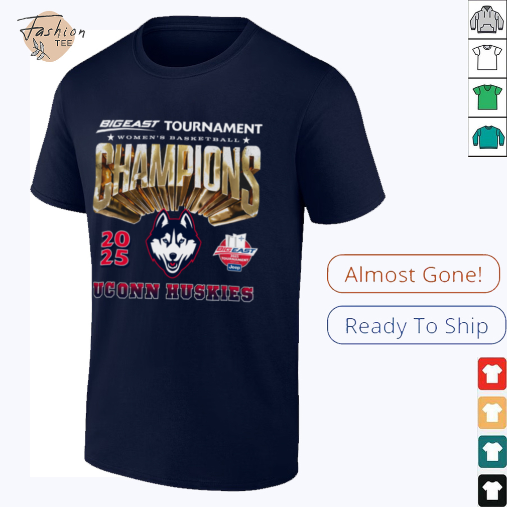 Official UConn Women’s Basketball 2024 25 Big East WBB Tournament Champions T Shirt - Front View