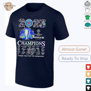 Paris Saint Germain PSG FC Champions UEFA Champions League Munich 25 Final 2024 2025 Thank You For The Memories Signatures T shirts