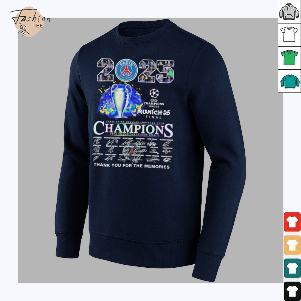 Paris Saint Germain PSG FC Champions UEFA Champions League Munich 25 Final 2024 2025 Thank You For The Memories Signatures T shirts Paris Saint Germain PSG FC Champions UEFA Champions League Munich 25 Final 2024 2025 Thank You For The Memories Signatures T shirts