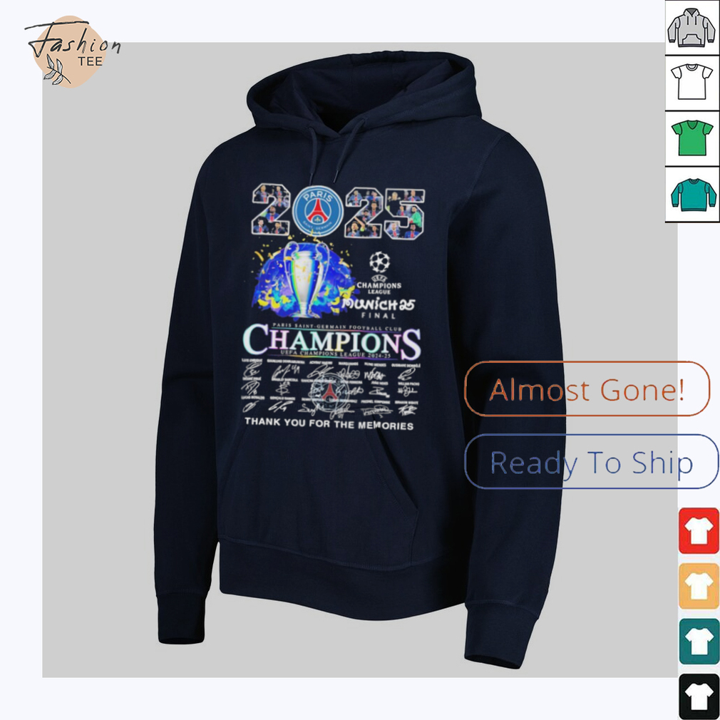 Paris Saint Germain PSG FC Champions UEFA Champions League Munich 25 Final 2024 2025 Thank You For The Memories Signatures T shirts Paris Saint Germain PSG FC Champions UEFA Champions League Munich 25 Final 2024 2025 Thank You For The Memories Signatures T shirts
