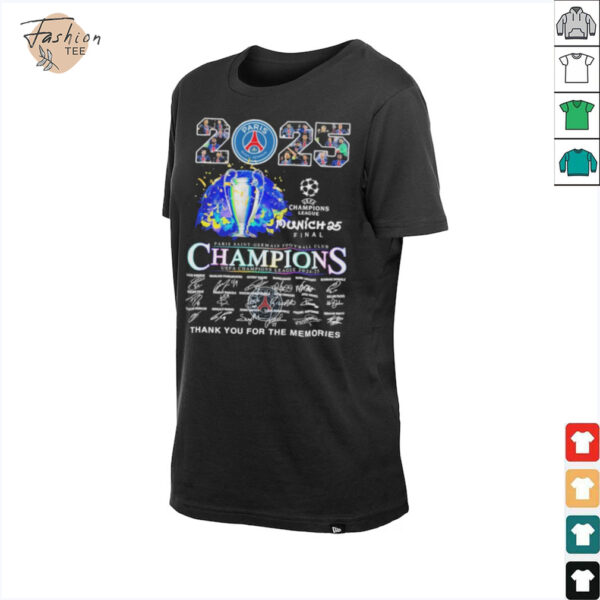 Paris Saint Germain PSG FC Champions UEFA Champions League Munich 25 Final 2024 2025 Thank You For The Memories Signatures T shirts