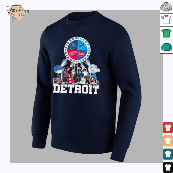 Peanuts Characters Detroit Sports Teams City Walking Official T Shirt