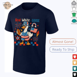 Red White and Goose 4th of July, American Flag Hot Dog T Shirt