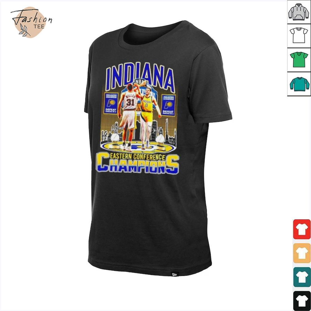 Reggie Miller and Tyrese Haliburton 2025 Eastern Conference Champions Indiana Pacers shirt Reggie Miller and Tyrese Haliburton 2025 Eastern Conference Champions Indiana Pacers shirt