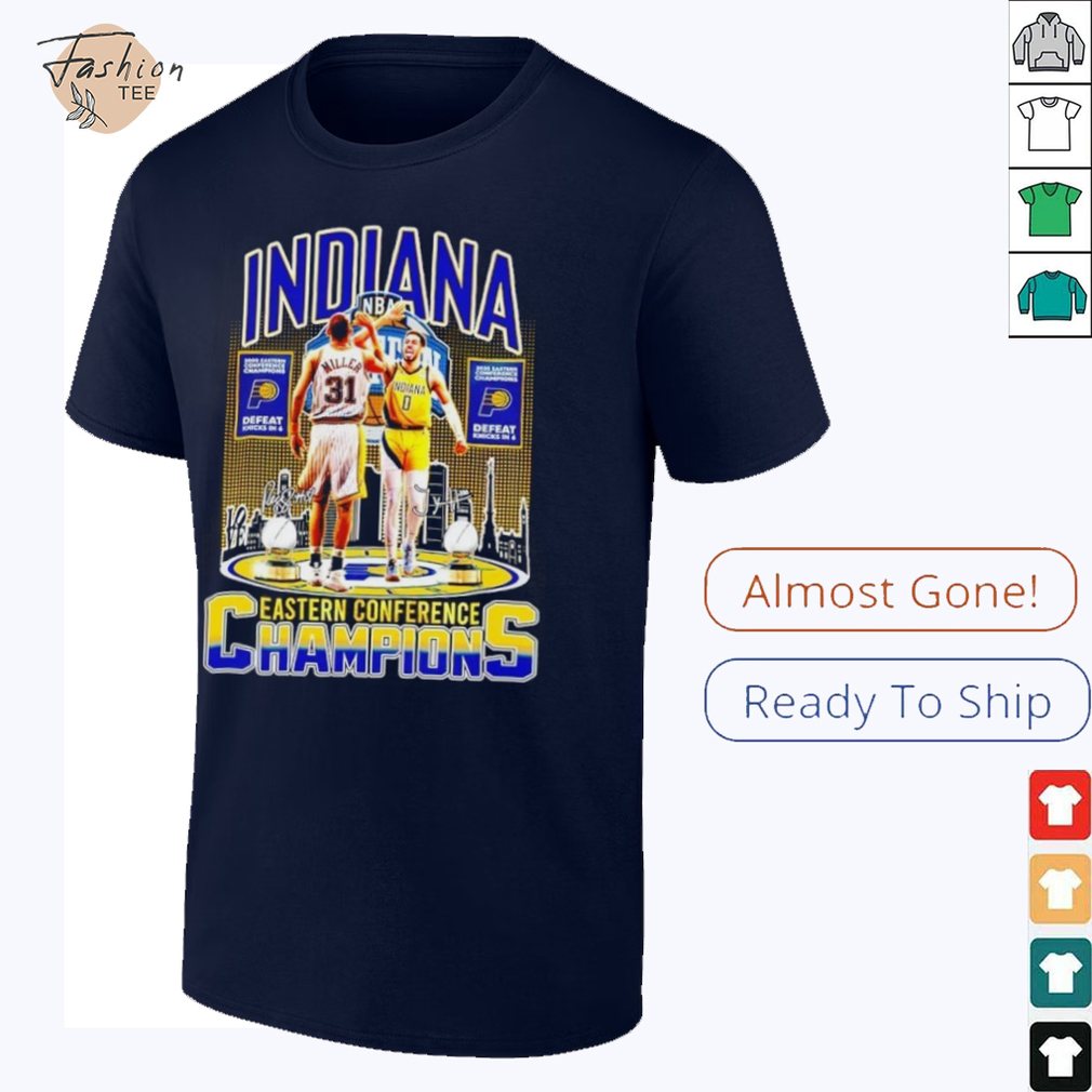 Reggie Miller and Tyrese Haliburton 2025 Eastern Conference Champions Indiana Pacers shirt Reggie Miller and Tyrese Haliburton 2025 Eastern Conference Champions Indiana Pacers shirt
