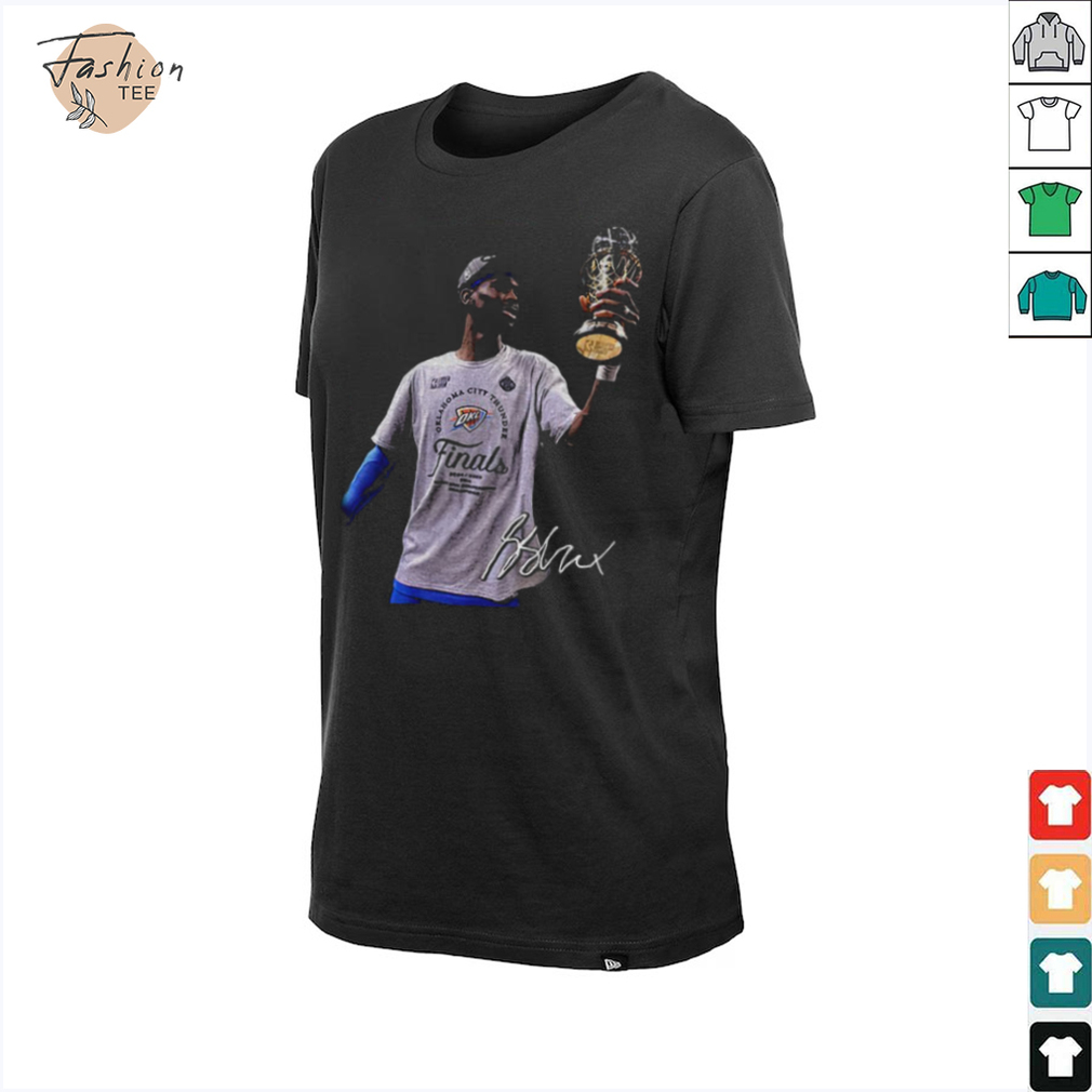 SGA Shai Gilgeous Alexander OKC Thunder holding MVP trophy signature shirt SGA Shai Gilgeous Alexander OKC Thunder holding MVP trophy signature shirt